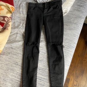 American Eagle Black Ripped High Waisted Jeans